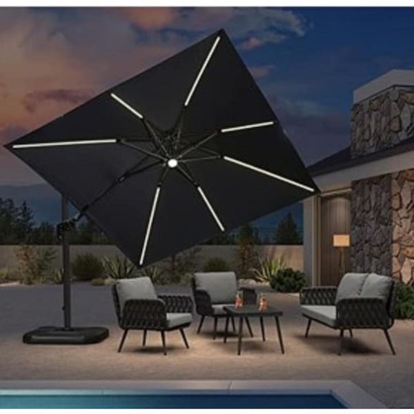 Living Accents Roman 10 ft. Tiltable Blue Offset Umbrella YQ-008 - main